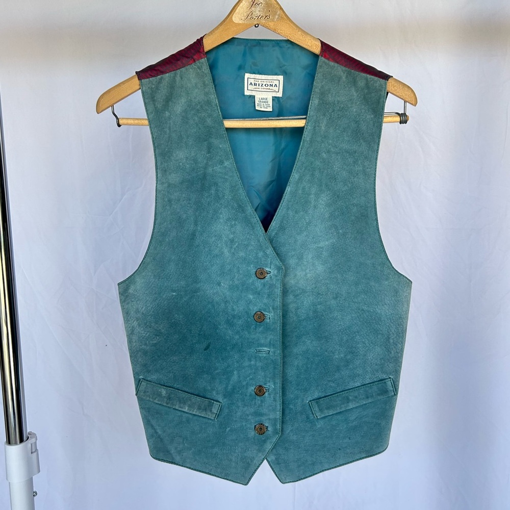 Vintage 90’s Turquoise Suede Vest size L